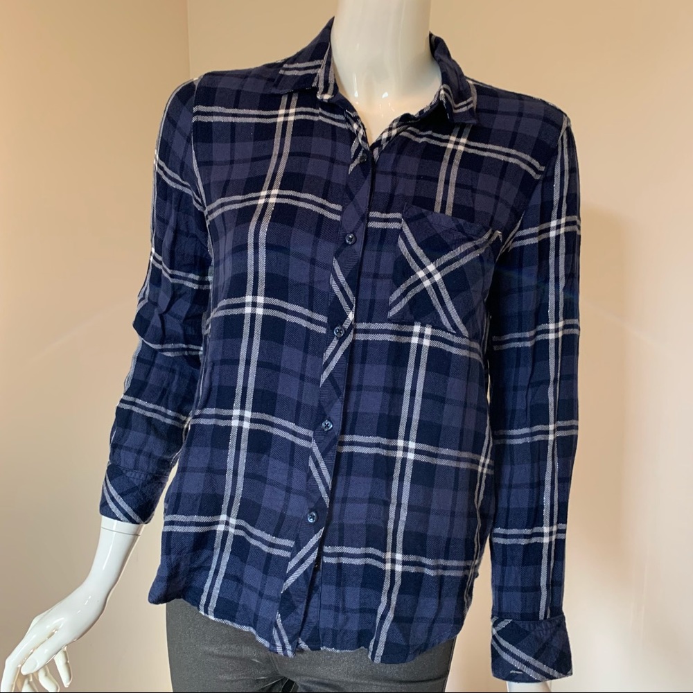 Blue plaid Rails long sleeve button up XS